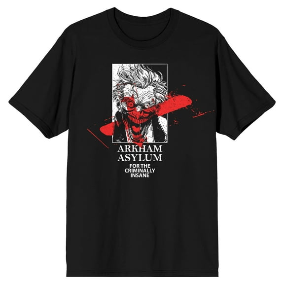 The Joker Arkham Asylum Red Men's Black Graphic Tee