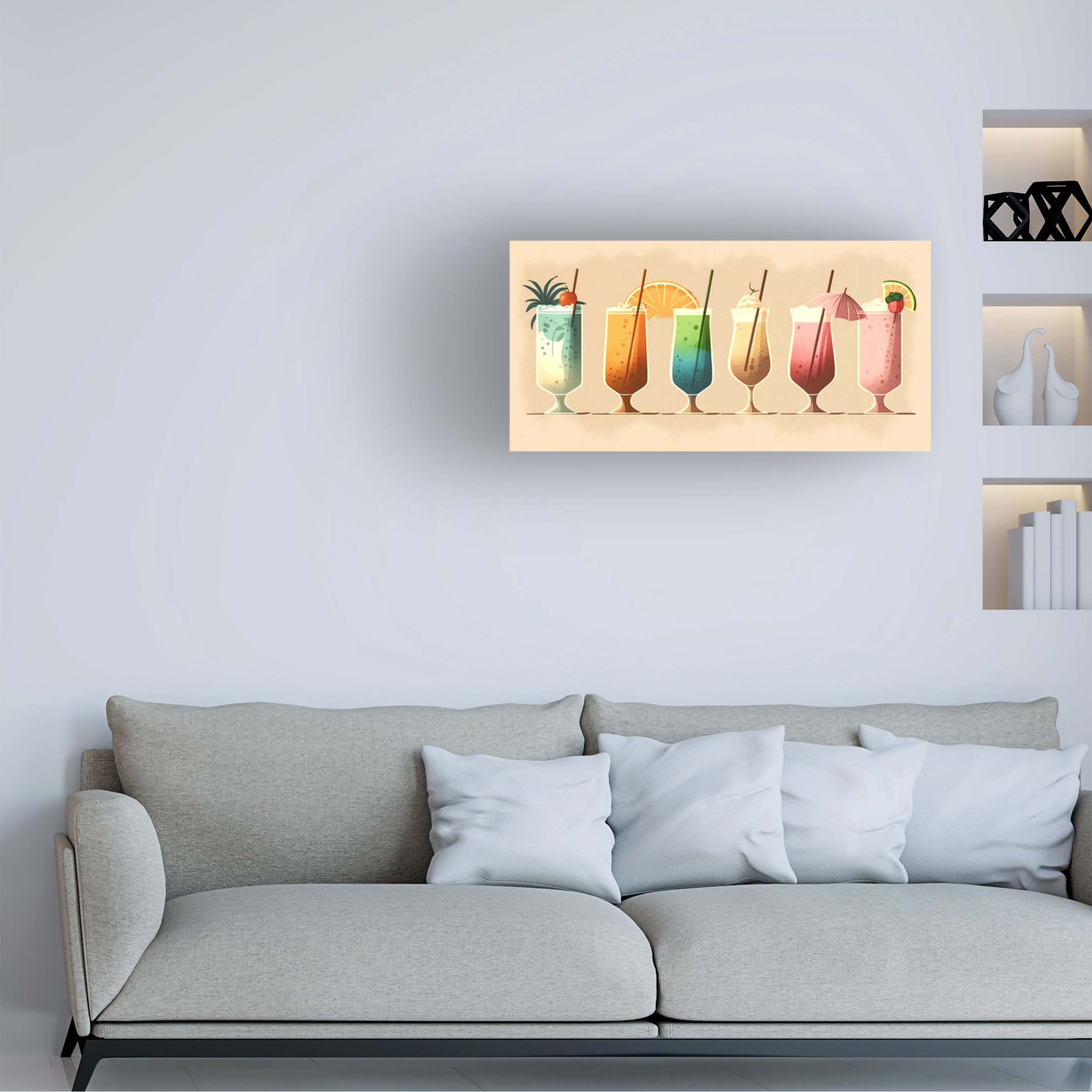 Canvas Wall Art - Ray Heere 'Mid Century Cocktails And Drinks 31' Wall Art for Living Room, Bedroom, or Office DÃ©cor by Trademark Fine Art - 24 x 12 Inches