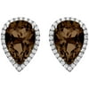 Platinum-Plated Sterling Silver Teardrop-Cut Smokey Topaz Pave CZ Earrings