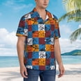 thumbnail image 3 of Yiaed colorful plaid Dinosaur Print Hawaiian Shirt for Men Short Sleeve Button Down Shirts Beach Shirts for Men,Large, 3 of 7