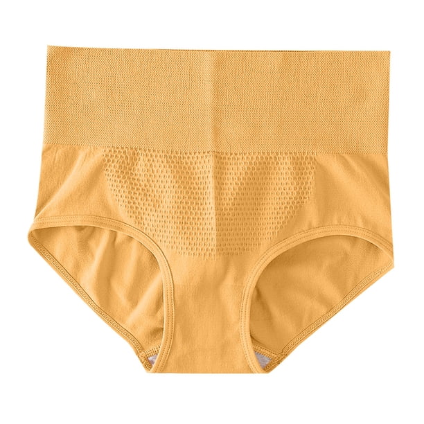 Gibobby Calzoncillos para mujer alicrados Ropa interior Calzoncillos de cintura alta Parte inferior de algodón Tenedor Panal Llevar Vientre de glúteos(Beige,Talla única)