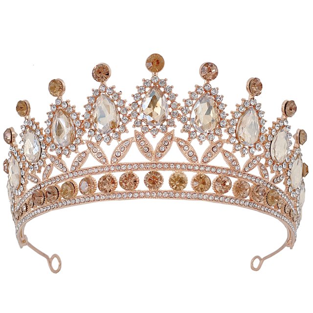 BRIGHTFUFU Corona de diamantes de imitación, Tiara, corona de cumpleaños, tocado de novia, accesorio de vestido de novia para actuación de baile