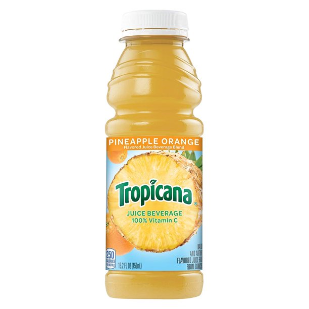 Tropicana Pineapple Orange Juice Drink, 15.2 fl oz Bottles, (Pack of 12