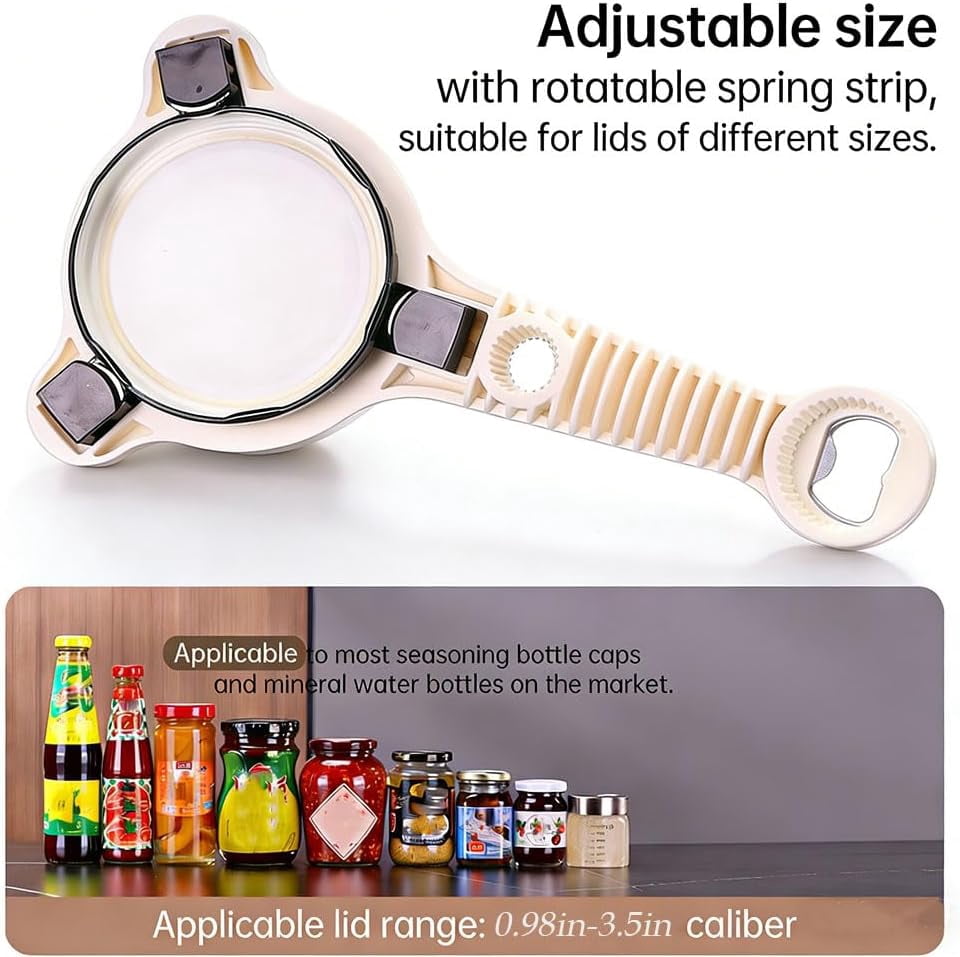2026 New 4-in-1 Jar Opener ， Adjustable Stainless Steel ， Jar Openers for Seniors & Weak Hands ， Multifunctional Can Opener & Lid Opener for Jars, Bottles & Cans