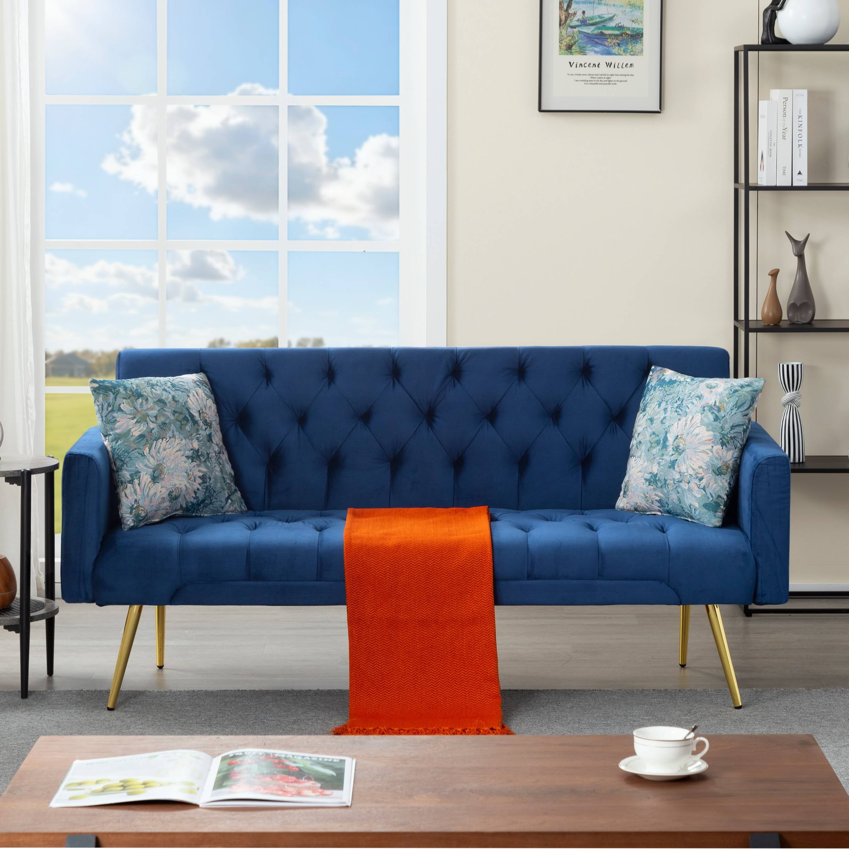 BSHTI 68 inch Modern Futon Sofa Bed, Modern Converted Sofa Bed Couch ,Functioning Futon Sleeper Sofa for Livingroom