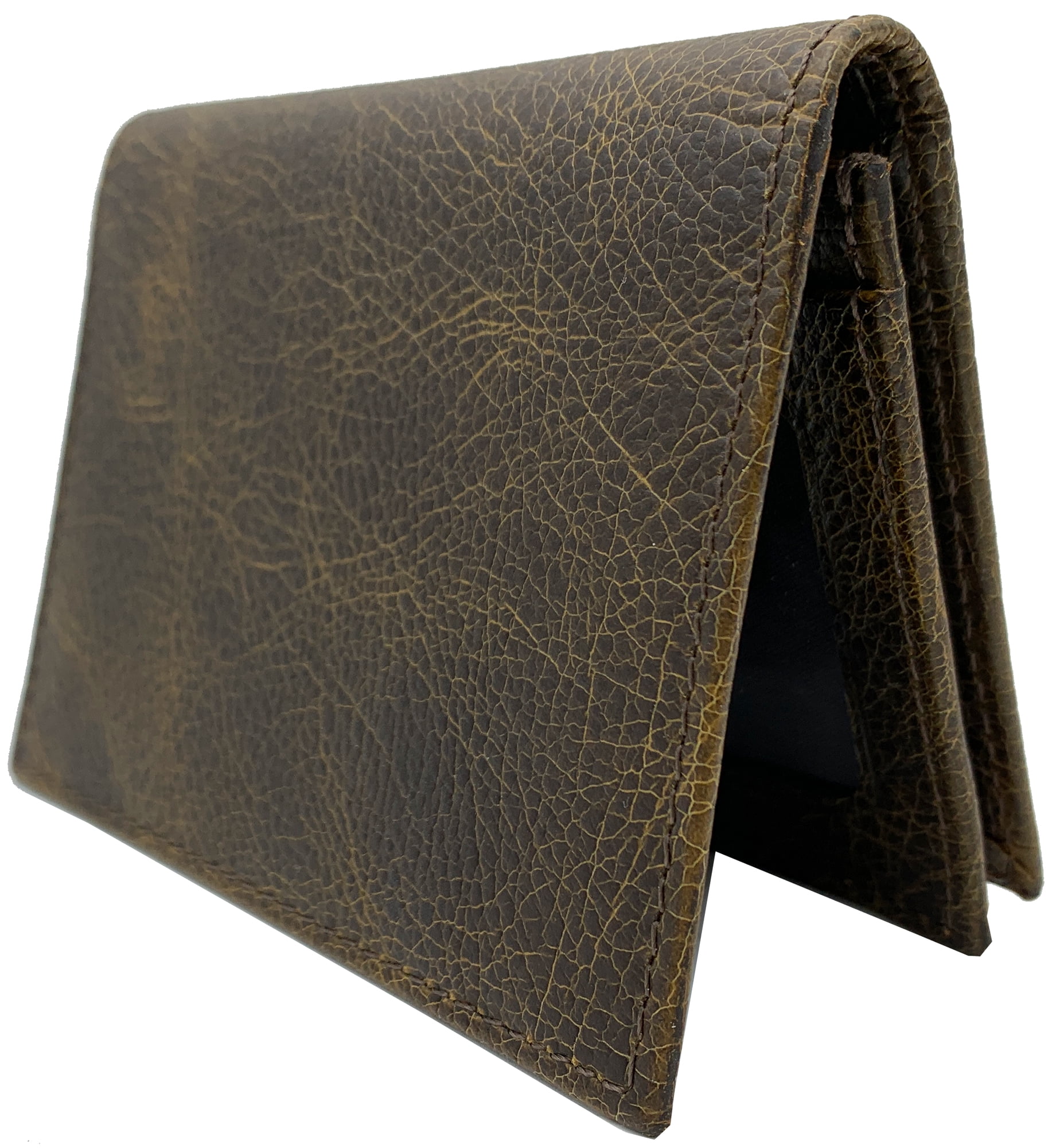 George Men's Genuine American Bison Leather Trifold Wallet