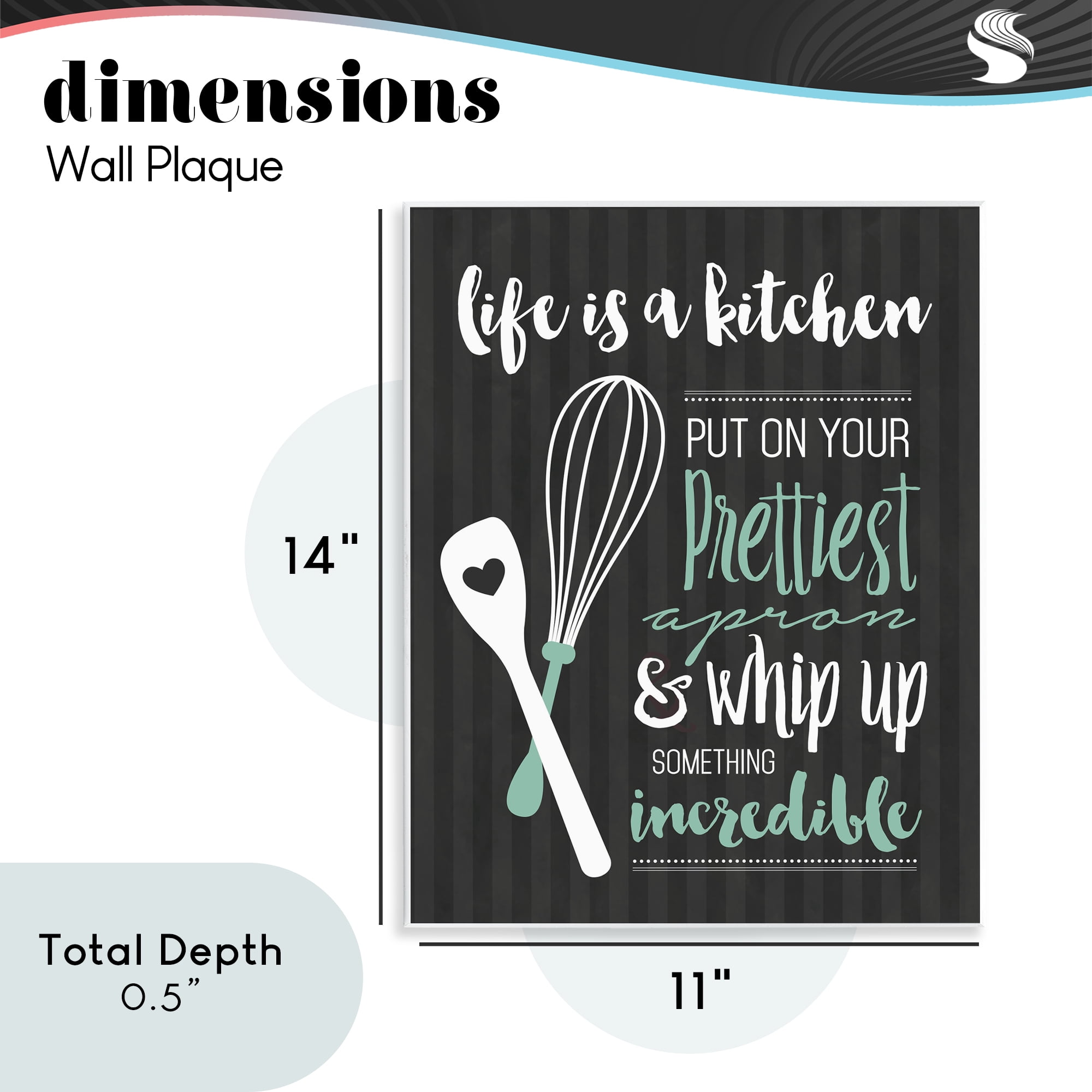Life Is A Kitchen Motivational Wall Plaque Art, design by Lettered and Lined