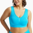 thumbnail image 4 of Women's Plus Size Bras, Sports Bras for Women Full Coverage Wirefree Workout Bras Full Support Everyday Bra,Blue,S, 4 of 4