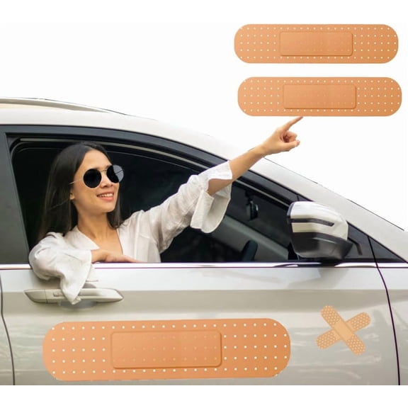 Car Decal, Band-Aid Shape Large Vinyl Sticker 24-inch Bandage Car Funny Automotive Decal Band aid Sticker for Car Vans Vehicle Scratch Cover Body Windows (2 pcs Large Size Plus 2 pcs Small Size)