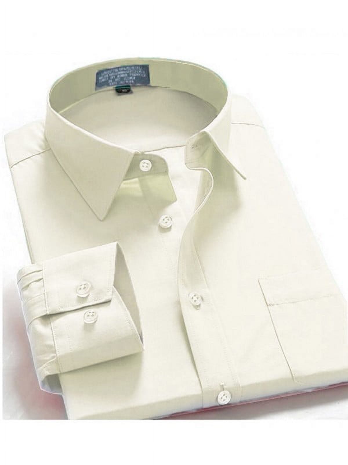 Oxford Men's Regular Fit Long Sleeve French Cuff One Pocket Dress Shirt Off White, Size: 19-19, Beige Oxford Men's Regular Fit Long Sleeve French Cuff One Pocket Dress Shirt Off White, Size: 19-19, Beige