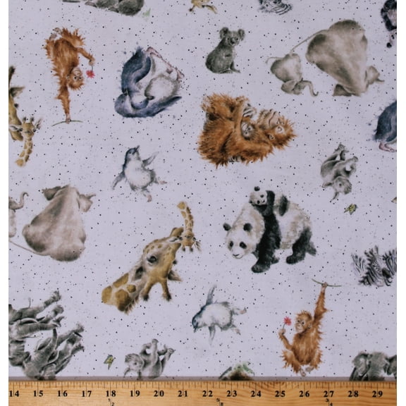 Cotton Animals Wildlife Mama and Babies Sahara Jungle Nature Speckled Love is D Cotton Fabric Print by the Yard (MASD6207-W)