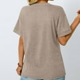 thumbnail image 4 of Yubnlvae Casual V-Neck T-Shirts for Women - Short Sleeve Solid Color Tops (Soft Cotton, Daily Wear Essential) Khaki M, 4 of 6