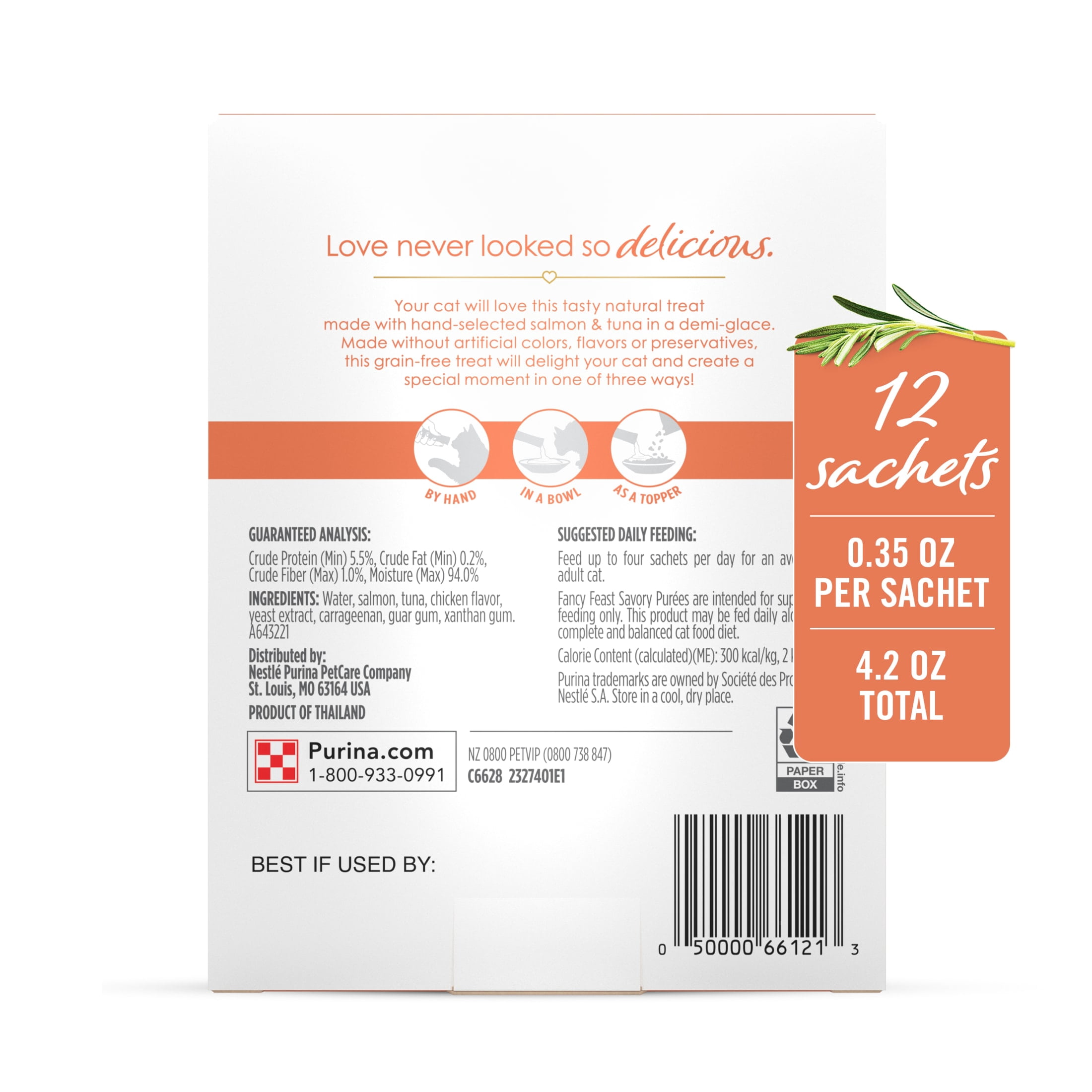 Purina Fancy Feast Savory Puree Kitten Food, Wet Cat Food, Salmon & Tuna, 0.35 oz Sachez (12 Pack)
