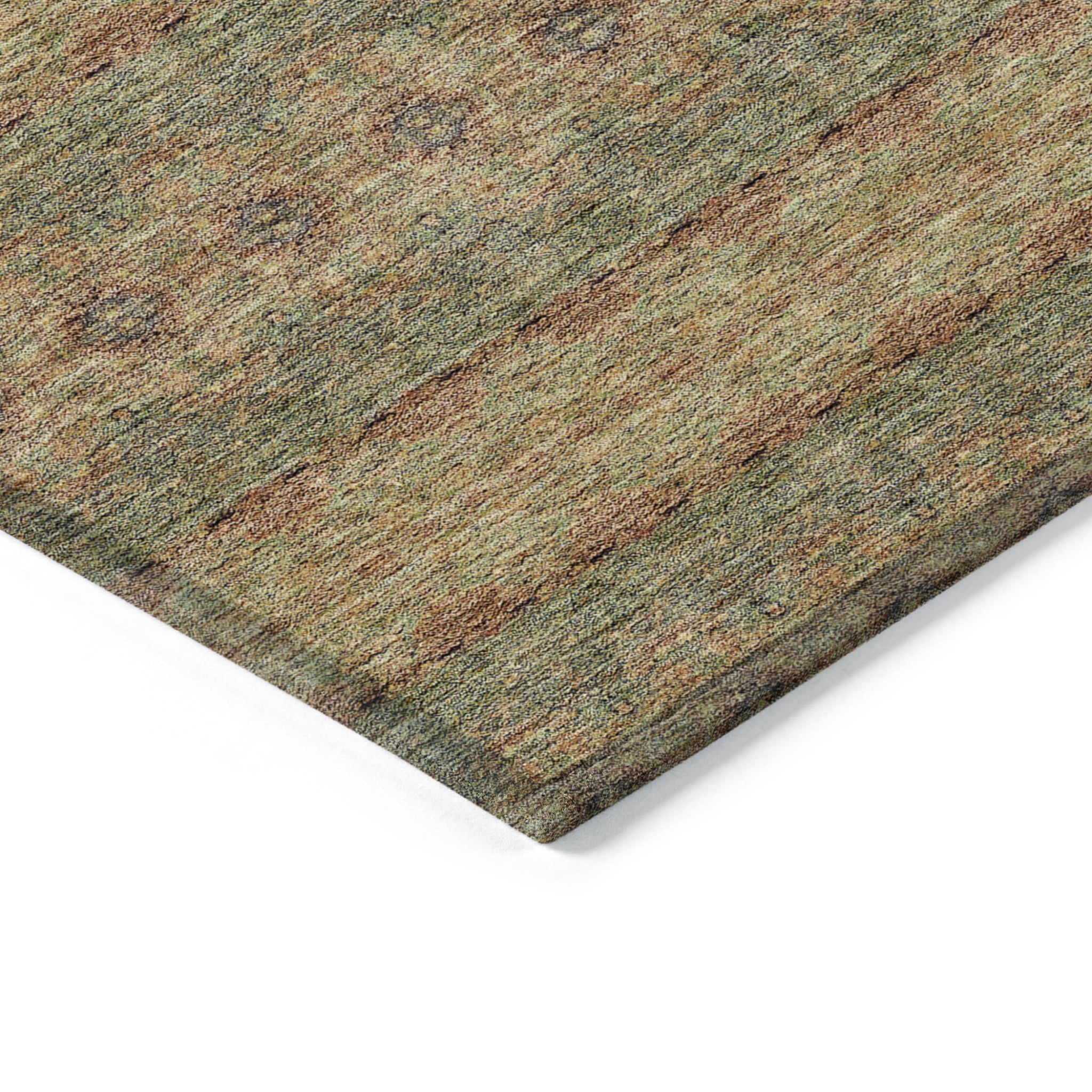 HomeRoots 578332 9 x 12 ft. Floral Medallion Washable Indoor & Outdoor Rectangle Area Rug, Artichoke Green & Olive Green