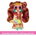 thumbnail image 3 of Barbie Extra Fly Minis Travel Doll, Beach Look with Pink-Streaked Pigtails in Swimsuit, Sarong & Accessories, 3 of 5
