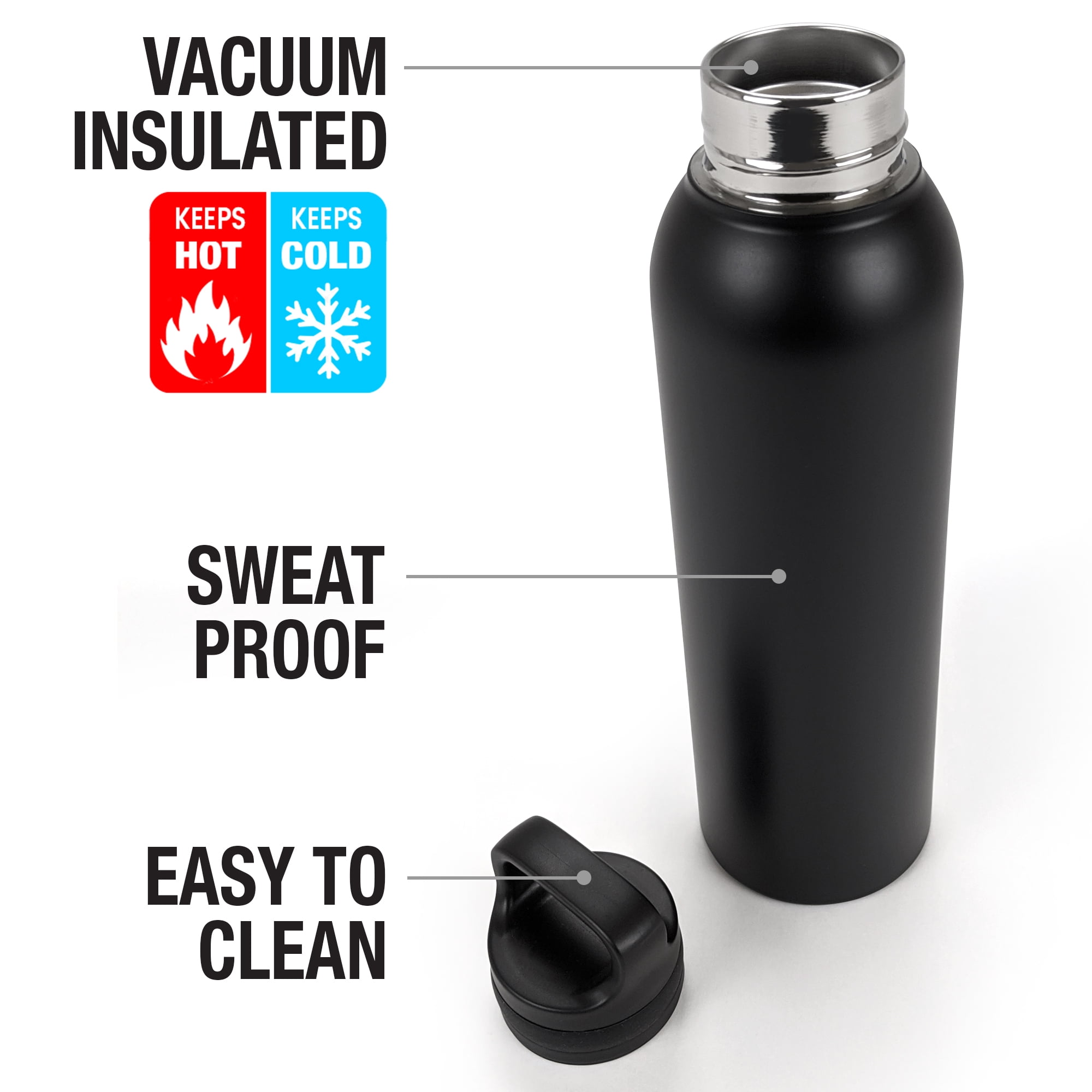 bCreative - LCT Creative Official Not Today Santa 24 oz Insulated Canteen Water Bottle, Leak Resistant, Vacuum Insulated Stainless Steel with Loop Cap