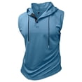 thumbnail image 6 of QSAWXQZ Men's Hooded Tank Top Sleeveless Quarter Button Down Drawstring Casual Gym Sweatshirt Pullover Vest for Summer S, 6 of 8