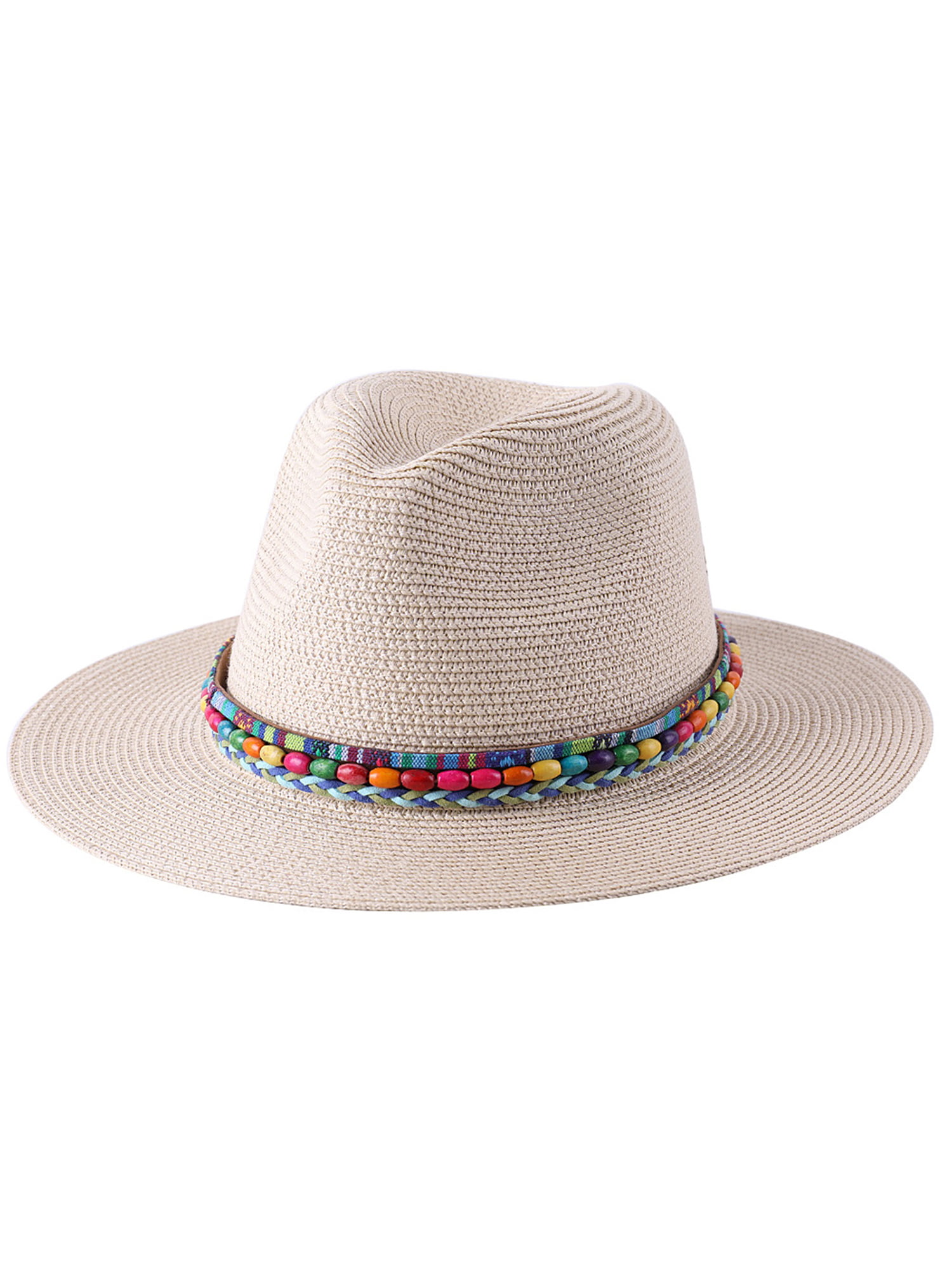 Jelord Summer Cowboy Cowgirl Hat Unisex Roll up Brim Fedora Straw Sun Hat Western Cowboy Hat Straw Beach Cap 