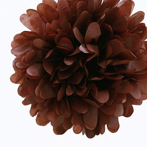 Quasimoon EZ-FLUFF 16'' Brown Tissue Paper Pom Poms Flowers Balls, Decorations (4 Pack) by PaperLanternStore