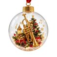 thumbnail image 2 of 3D Light-Up Christmas Ball Ornament with Musical Instrument Design, Clear with Gold Accents, for Christmas Tree and Holiday Party Decoration, 2 of 4