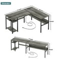 thumbnail image 5 of Homieasy Reversible L Shaped Desk with Magic Power Outlets and USB Charging Ports, Sturdy Corner Computer Desk with Storage Shelves, Gaming Table Home Office Desk, Easy to Assemble, Black Oak, 5 of 7