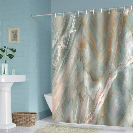 Teal Marble Shower Curtain Liner Tan, Teal Yellow Gray Shower Curtain
