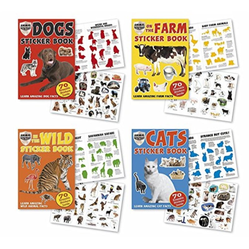 Farm, Zoo, Cat, Dog, Wild Animals Stickers 4 Sticker Activity Books 280