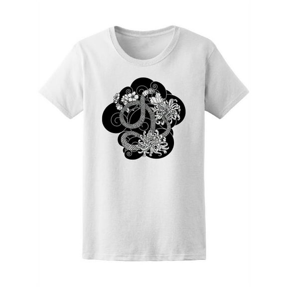 Beautiful Snake Sketch T-Shirt Women -Image by Shutterstock, Female Large