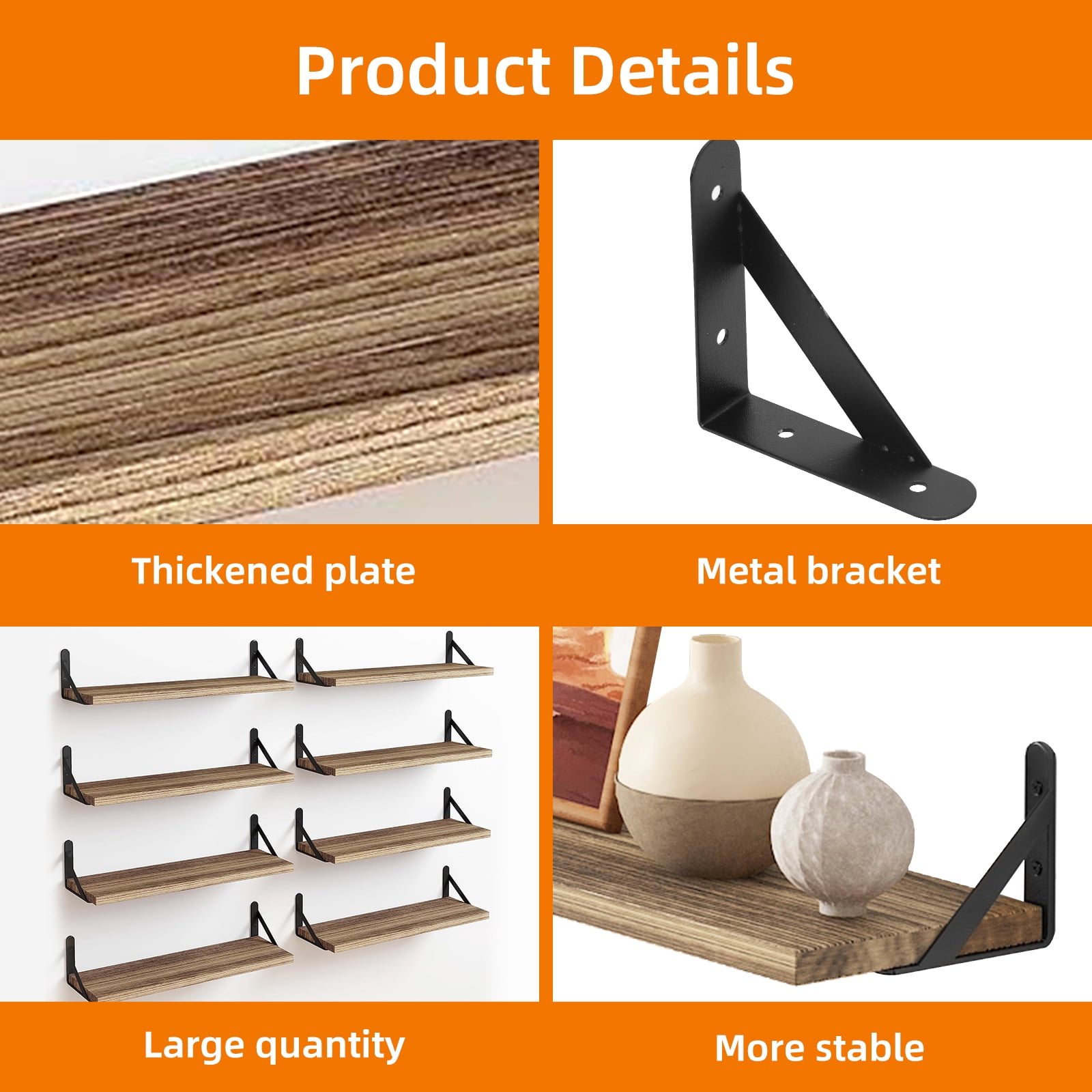Fairy Farmhouse Natural Floating Shelves (8 Count)