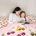 thumbnail image 5 of Manfei Cute Trees 7-Piece King Bedding,Cartoon Cars Print King Bed in a Bag,Pink,Pink Reversible, 5 of 7