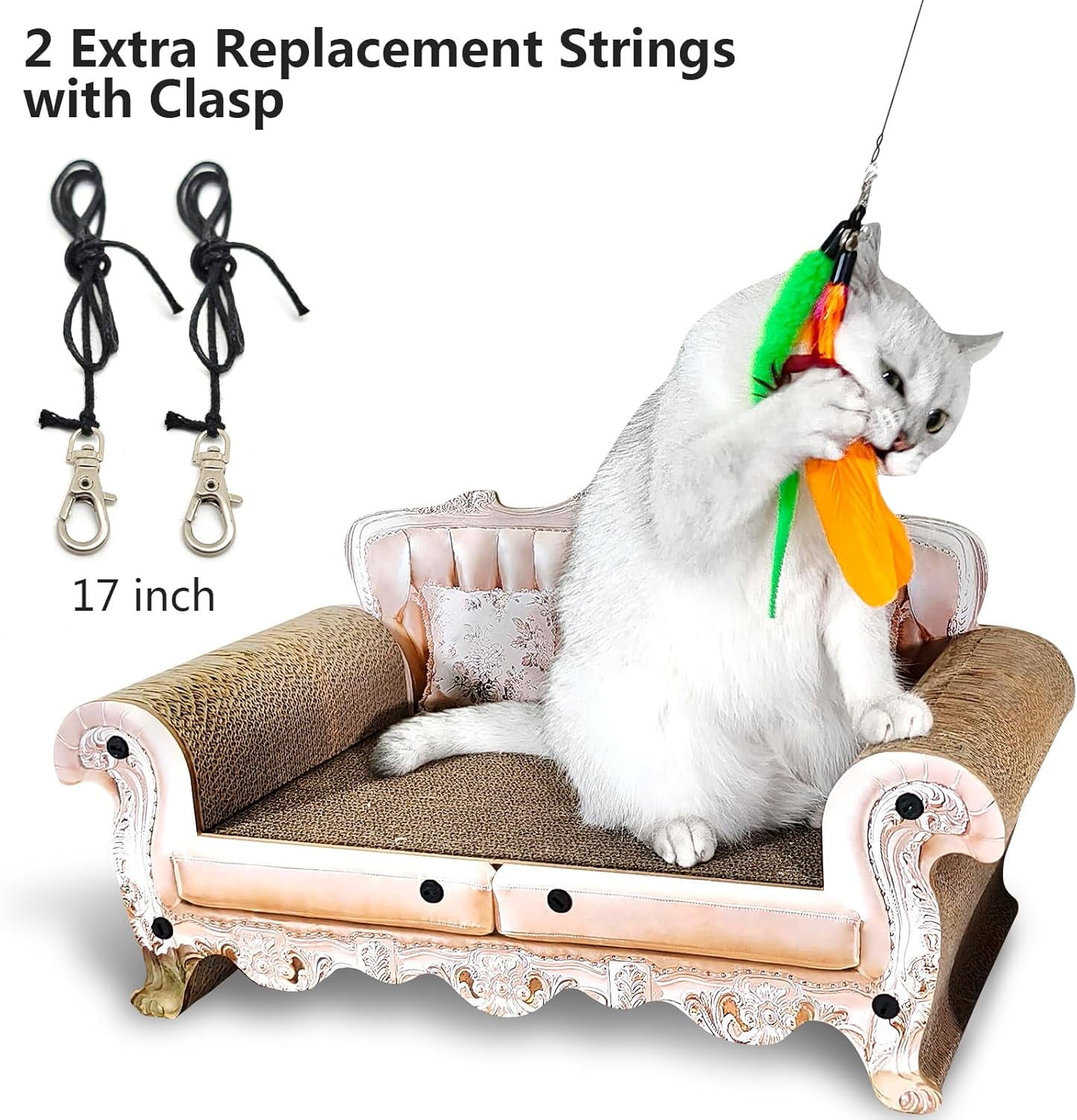 Interactive Cat Wand Toy Set – 2 Retractable Wands (37" & 49") with 11 Refills Attachments – Feather Toys, Plush Bird, Worms, Insect & Swallow – Cat Teaser Toys for Indoor Cats & Kittens