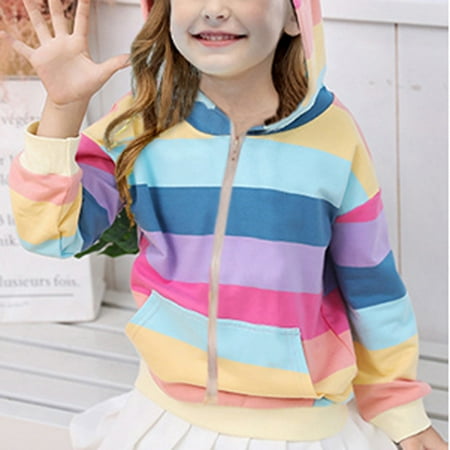 

ZHUASHUM Toddler Jacket Baby Girl Zip-Up Long Sleeve Sweatshirt Hoodie Fall Color Patchwork Winter Outwear Coat For Kid