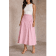 thumbnail image 4 of Moomaya Women’s 100% Cotton Midi Skirt | High Waist Panelled A-Line Flared Skirt with Side Gathers | Soft Breathable Summer Casual Wear, 4 of 6