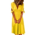 thumbnail image 2 of Vedolay Flowy Dresses for Women Women's Casual Plain Simple T-Shirt Loose Dress,G-Yellow XS, 2 of 5