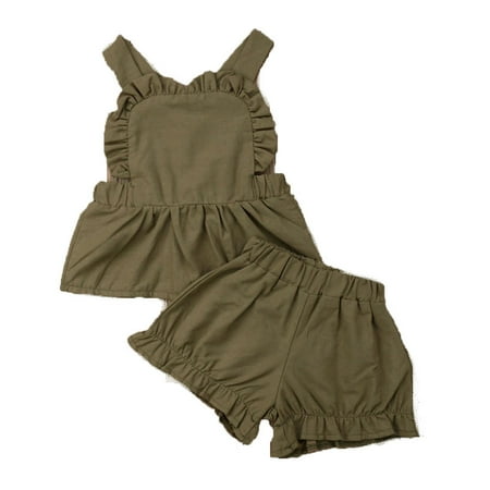 - Infant Toddler Baby Girls 2PCS Ruffle Sleeveless Tank Top+Short Summer Outfits