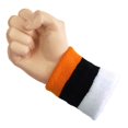 thumbnail image 6 of Couver Striped Sports Wristbands Mens Womens Light Orange Black White, 2 Pairs, 6 of 9