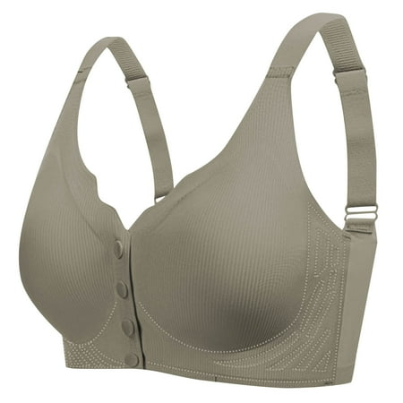 Sentmoon Womens Sports Bras Plus Size No Underwire Nursing Bras Comfort Front Closure with Button Lift Seamless Sleep Sports Bra Ladies Casual for Dating Outfits Army Green XXXXL