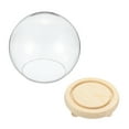 thumbnail image 3 of Uxcell 3"x4" Round Glass Display Dome Cloche Tabletop Display Ball Bell Jar for Plants Candles, Wood Color, 3 of 6