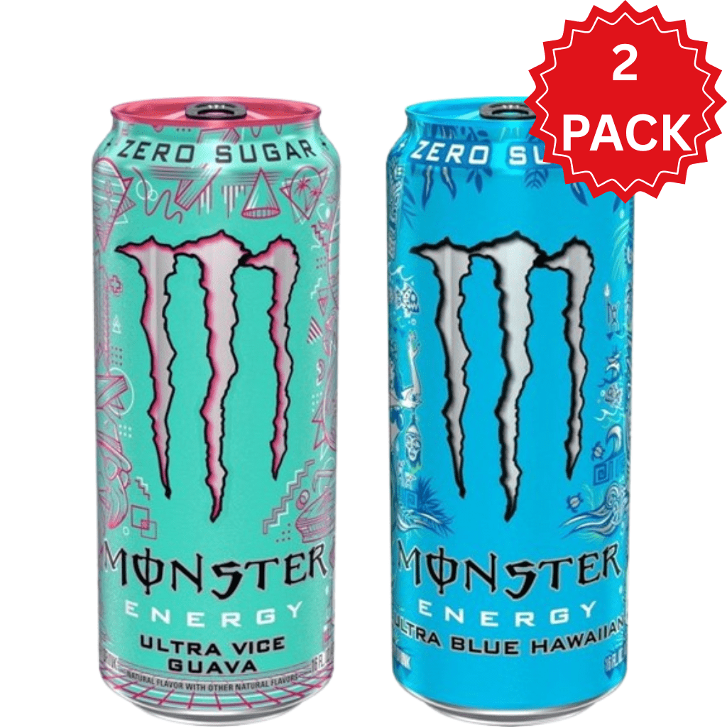 Monster Energy Ultra Variety Pack, 16 ounce(Pack of 2) Blue Hawaiian, Vice Guava
