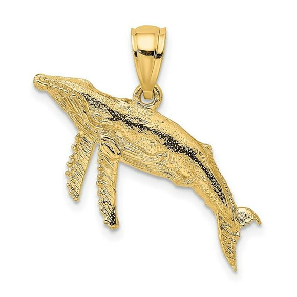 Quality Gold 10K7447 10K Yellow Gold 2-D Textured Whale Charm