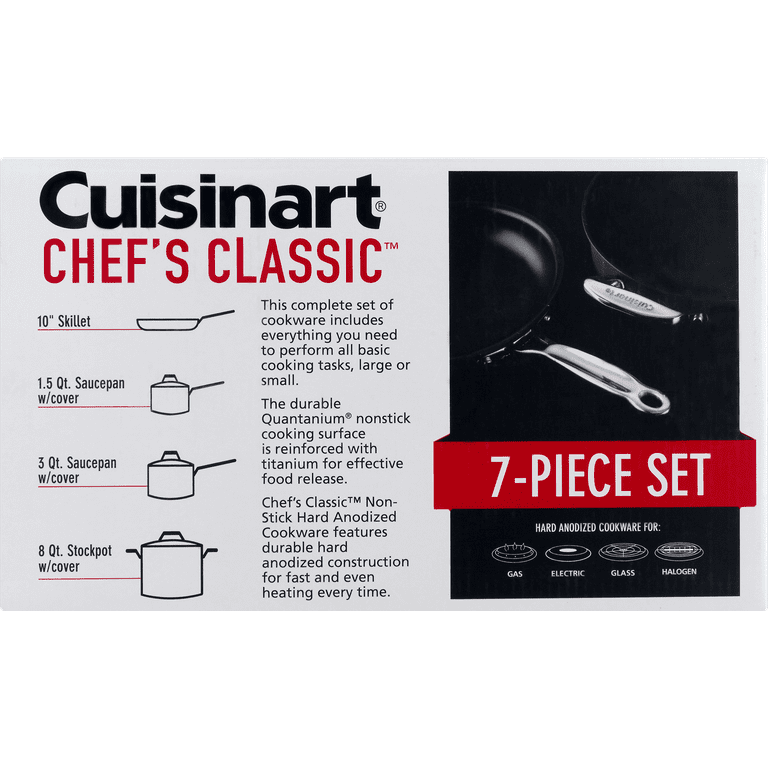 Cuisinart 66-7P1 Chef's Classic Nonstick Hard Anodized 7 Piece Set Bundle  with Cuisinart 12 Piece Ceramic Coated Cutlery Set Matte Black 
