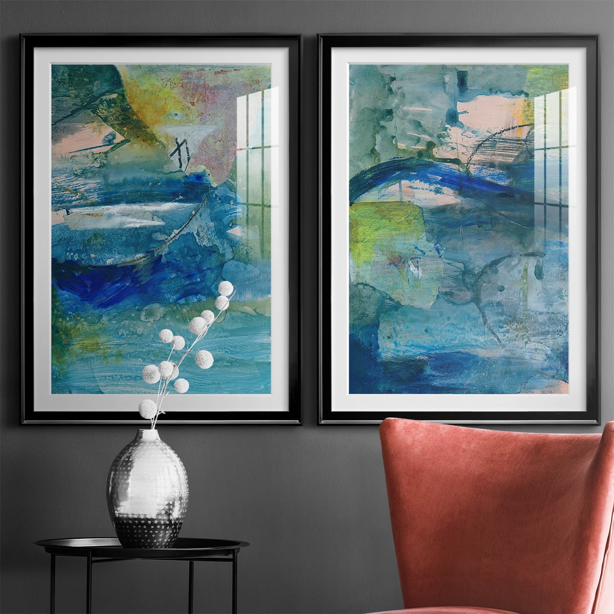Wexford Home Spring Winds VII Premium Framed Print, 22.5" x 30.5" - Ready to Hang, Black (Set of 2)