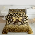 thumbnail image 2 of Manfei Cheetah Pattern Bedding Comforter Set,Leopard Print Bowtie Twin Comforter Sets,Gold Brown Black Bedding Set For Girls Kids,Luxury Bedroom Decor Reversible,2pcs, 2 of 8