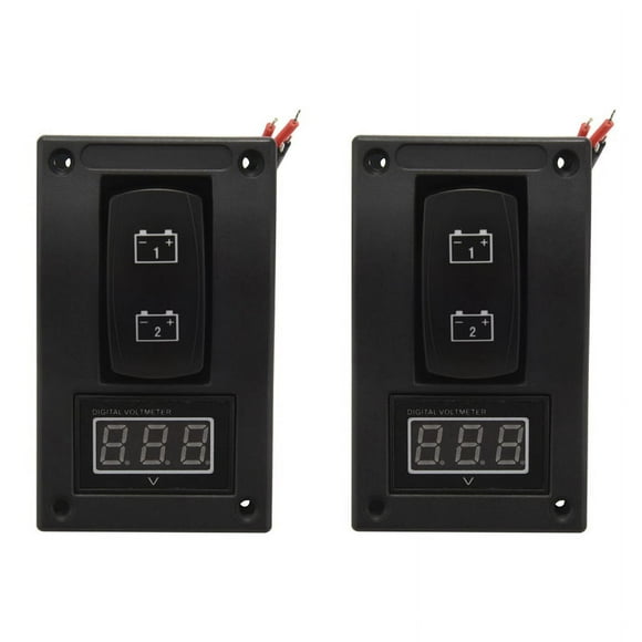 2X 12-24V LED Dual Battery Test Panel Rocker Switch Car Truck Marine Boat Voltmeter 4P ON-OFF-ON,2 x LED Dual Battery Test Panel with Voltmeter 8x mounting screws, silicone gasket,black