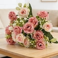 thumbnail image 2 of 15 Stem Artificial Rose Bouquet Pink Gradient Flowers for Home Decor Wedding Party, 2 of 4