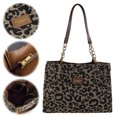 thumbnail image 5 of Yucurem Women Tote Bag Leopard Print Canvas Shoulder Bag With Zipper For Work (Black) Fashion shoulder bag (Black), 5 of 10