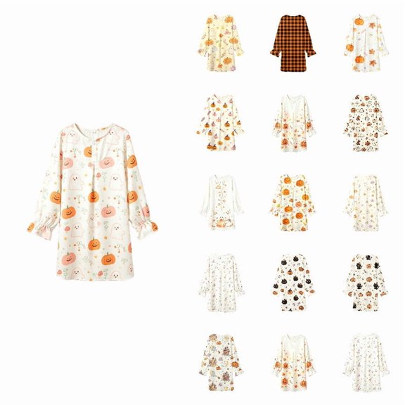 Girls Long Sleeve Dresses Kids Casual T-Shirt Dresses, Crewneck, Fall Dresses Back to School Outfits Midi Casual Sundress Halloween 3-4 Years
