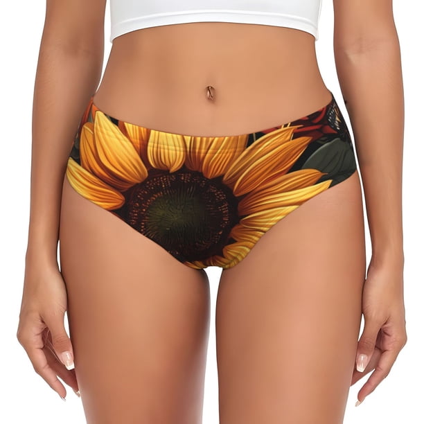Fotbe Sunflower Floral Butterfly Calzones Estampados para Mujer – Ropa Interior de Algodón, Cómoda, Suave y Elástica-Medium