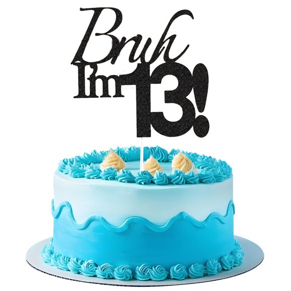 Cake Topper Varpotle Brush I'm 13 Black Glitter 13er Birthday
