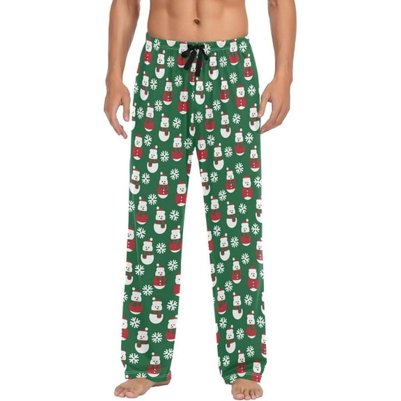 GZHJMY Christmas Snowman Pajama Pants for Men, Lounge Pants Lightweight Men Pajama Bottoms with Drawstring Pockets, Christmas New Year Birthday Gifts, Medium